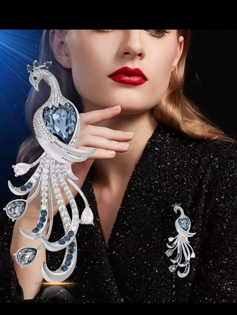 Exquisite Rhinestone Peacock Brooch